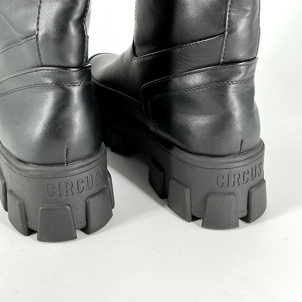 Circus NY Sam Edelman Size 9.5 Black Knee High Lug Sole Platform Boots Dollie
